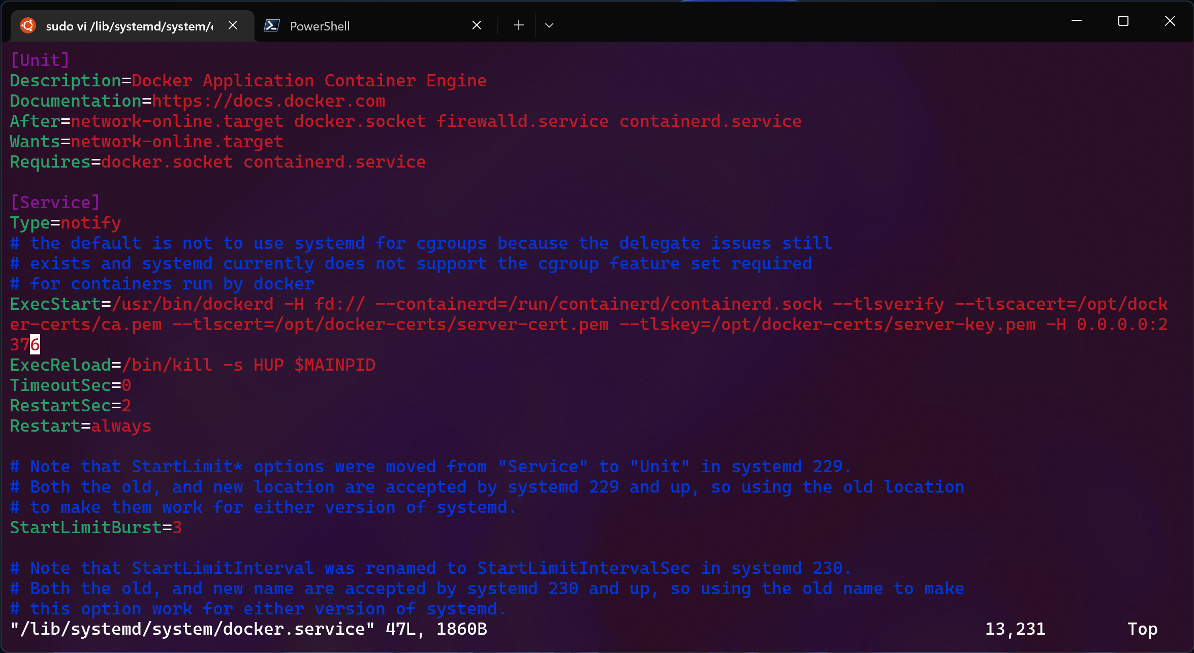 &ldquo;Changing the docker unit to use TLS and HTTP&rdquo;