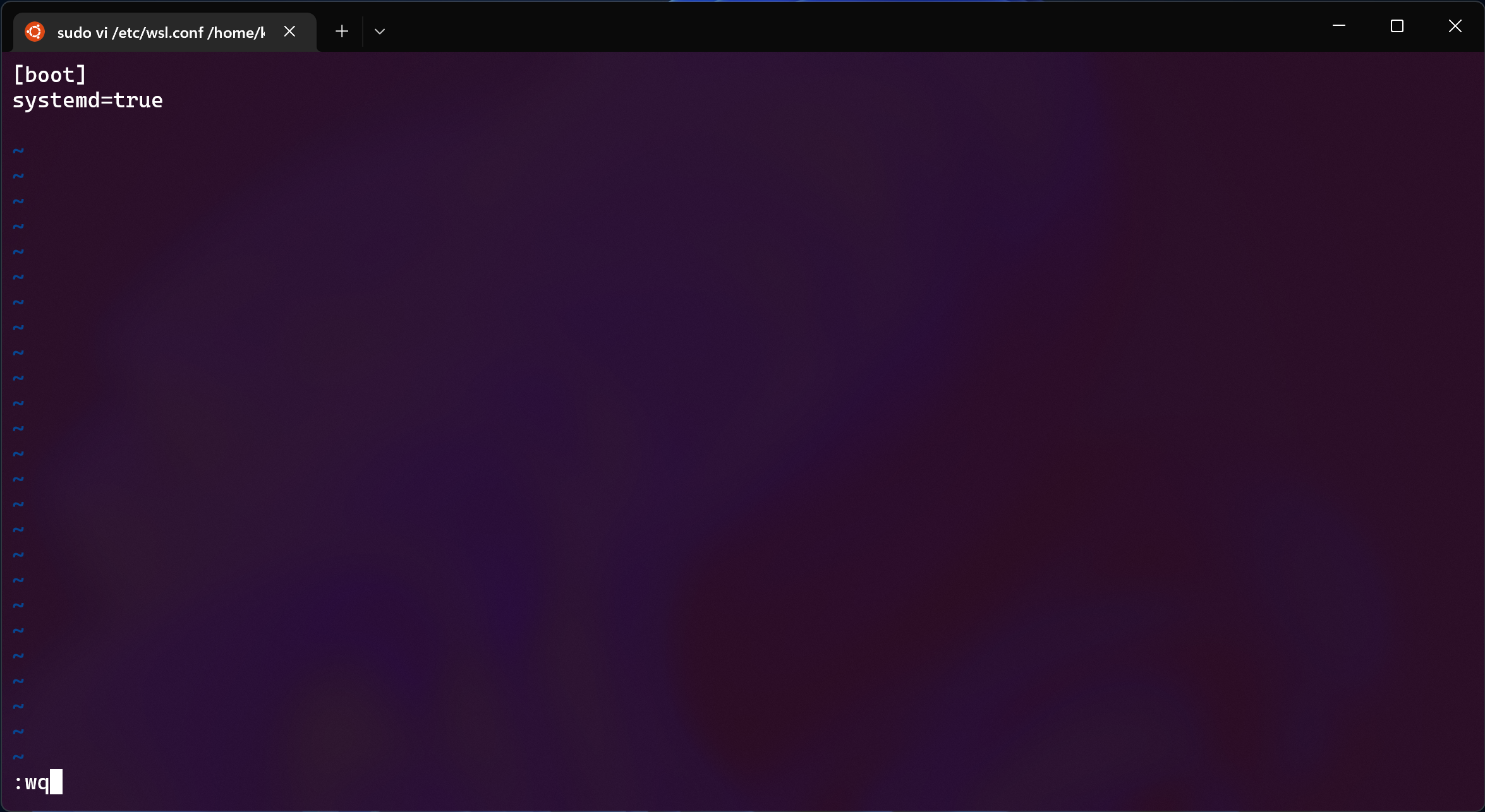 "/etc/wsl.conf open in vi"